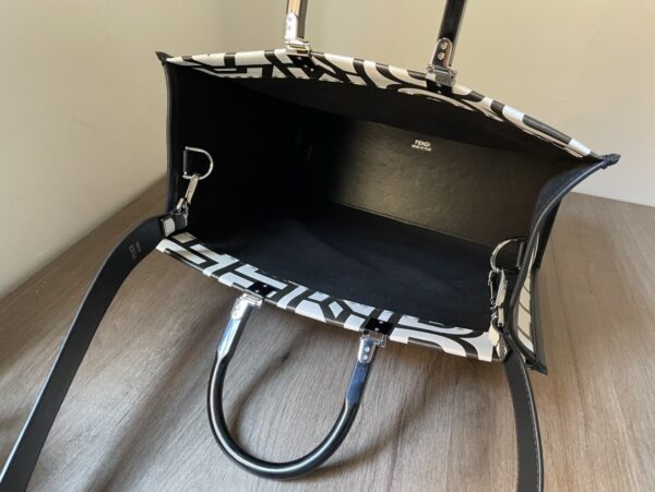 1:1 Replica Medium Sunshine Shopper Bag Black And White For Women 13.5in/ 35cm