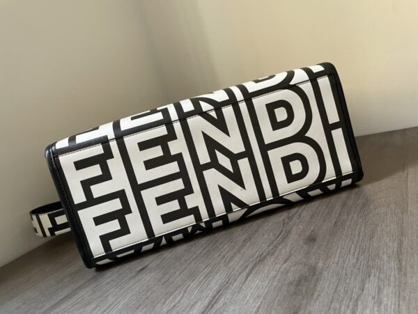 1:1 Replica Medium Sunshine Shopper Bag Black And White For Women 13.5in/ 35cm