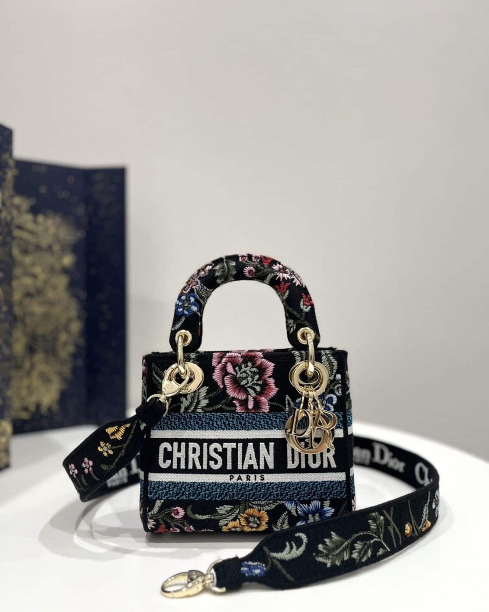 1:1 Replica Mini Lady D-Lite Bag White/Black For Women 6.5in/17cm