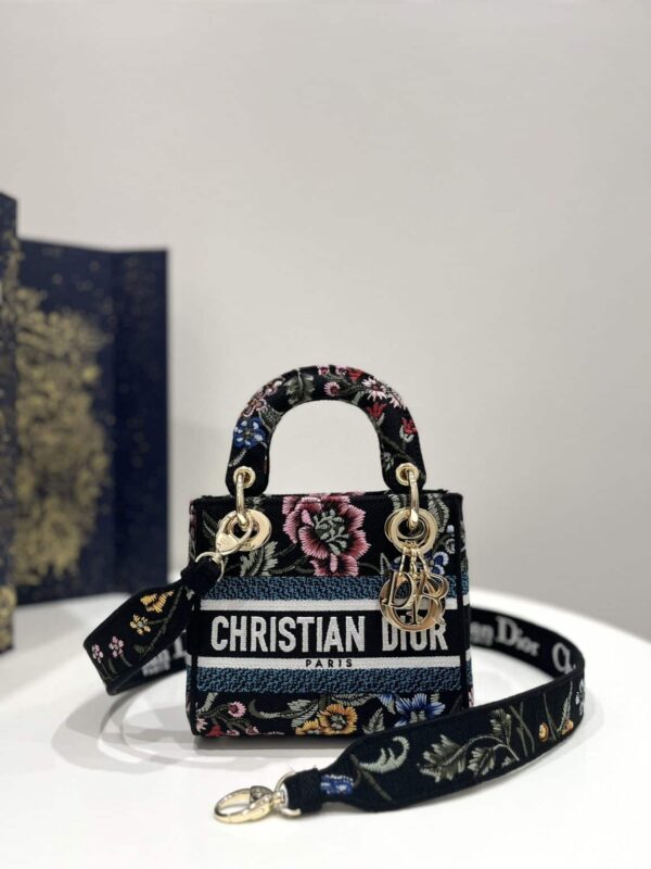 1:1 Replica Mini Lady D-Lite Bag White/Black For Women 6.5in/17cm