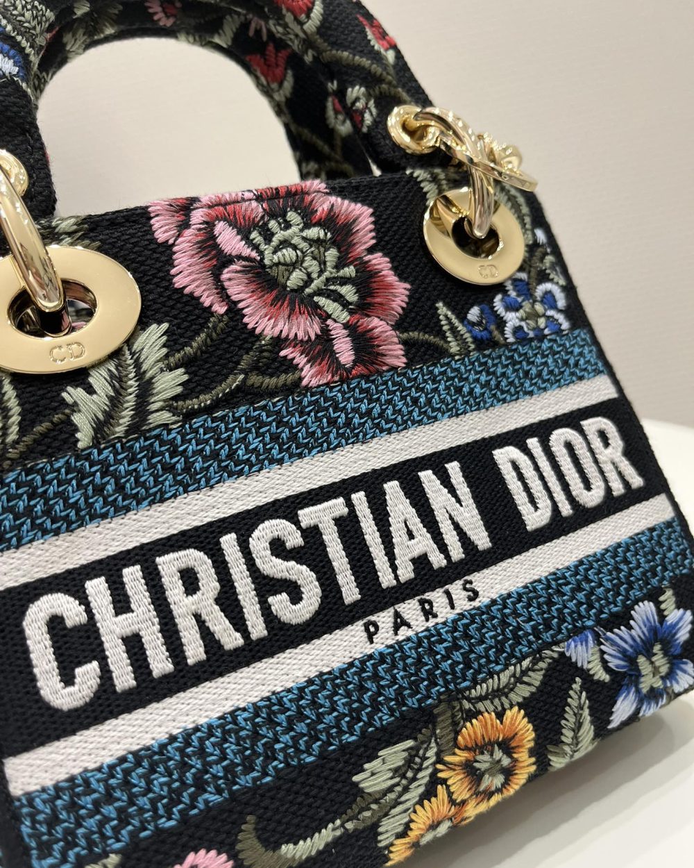 1:1 Replica Mini Lady D-Lite Bag White/Black For Women 6.5in/17cm