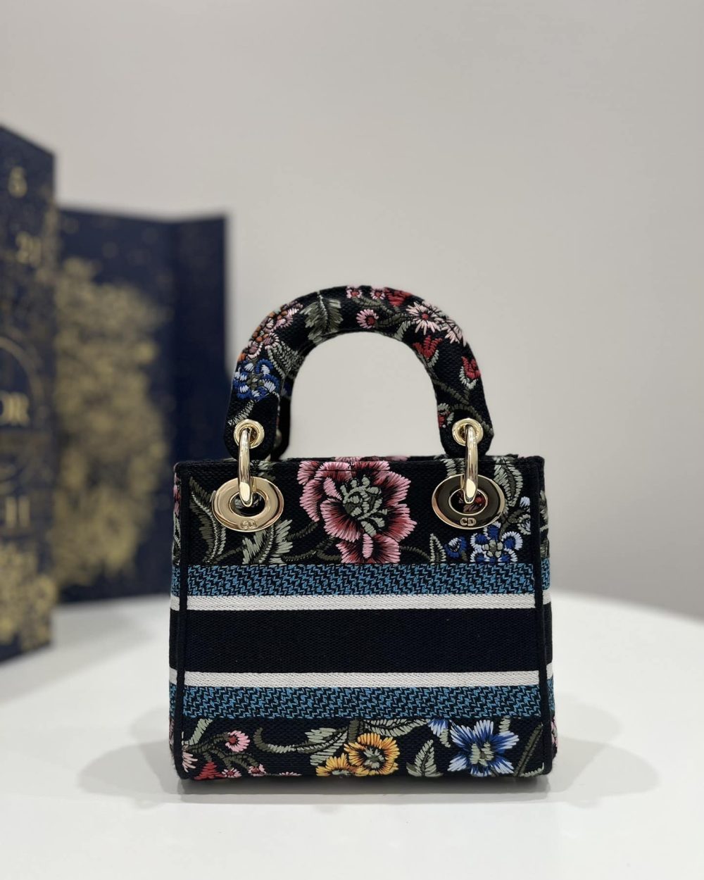 1:1 Replica Mini Lady D-Lite Bag White/Black For Women 6.5in/17cm