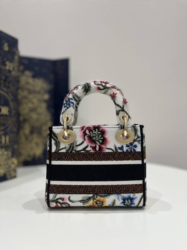 1:1 Replica Mini Lady D-Lite Bag White/Black For Women 6.5in/17cm