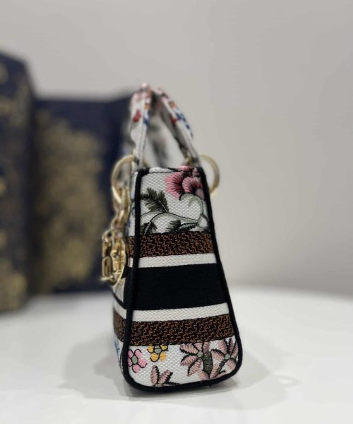 1:1 Replica Mini Lady D-Lite Bag White/Black For Women 6.5in/17cm