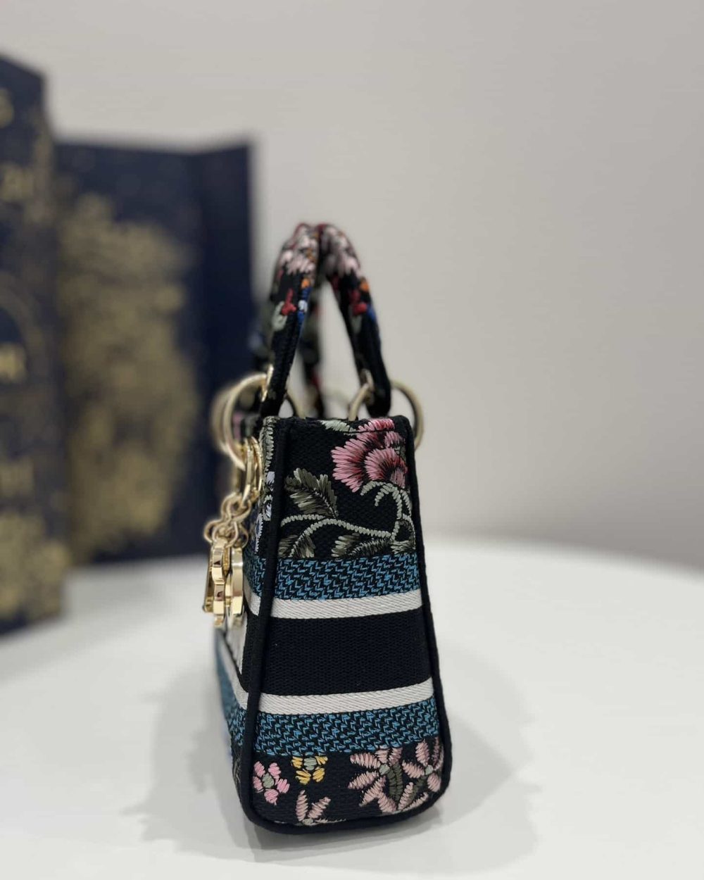 1:1 Replica Mini Lady D-Lite Bag White/Black For Women 6.5in/17cm