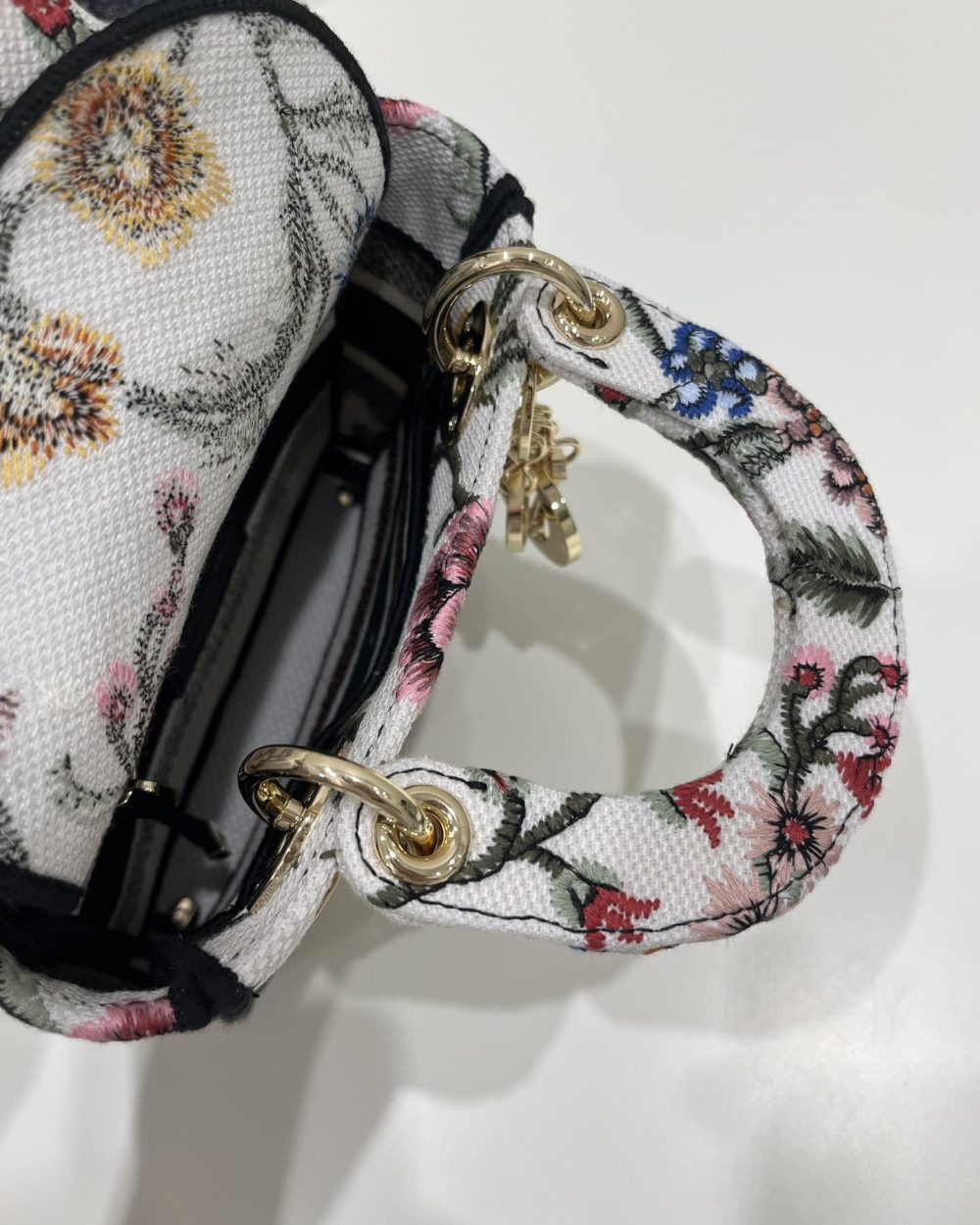 1:1 Replica Mini Lady D-Lite Bag White/Black For Women 6.5in/17cm