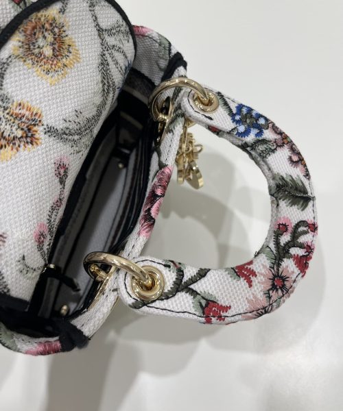 1:1 Replica Mini Lady D-Lite Bag White/Black For Women 6.5in/17cm