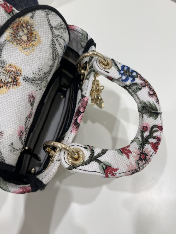 1:1 Replica Mini Lady D-Lite Bag White/Black For Women 6.5in/17cm