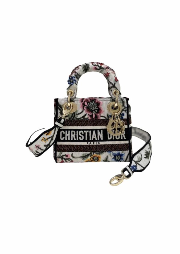 1:1 Replica Mini Lady D-Lite Bag White/Black For Women 6.5in/17cm