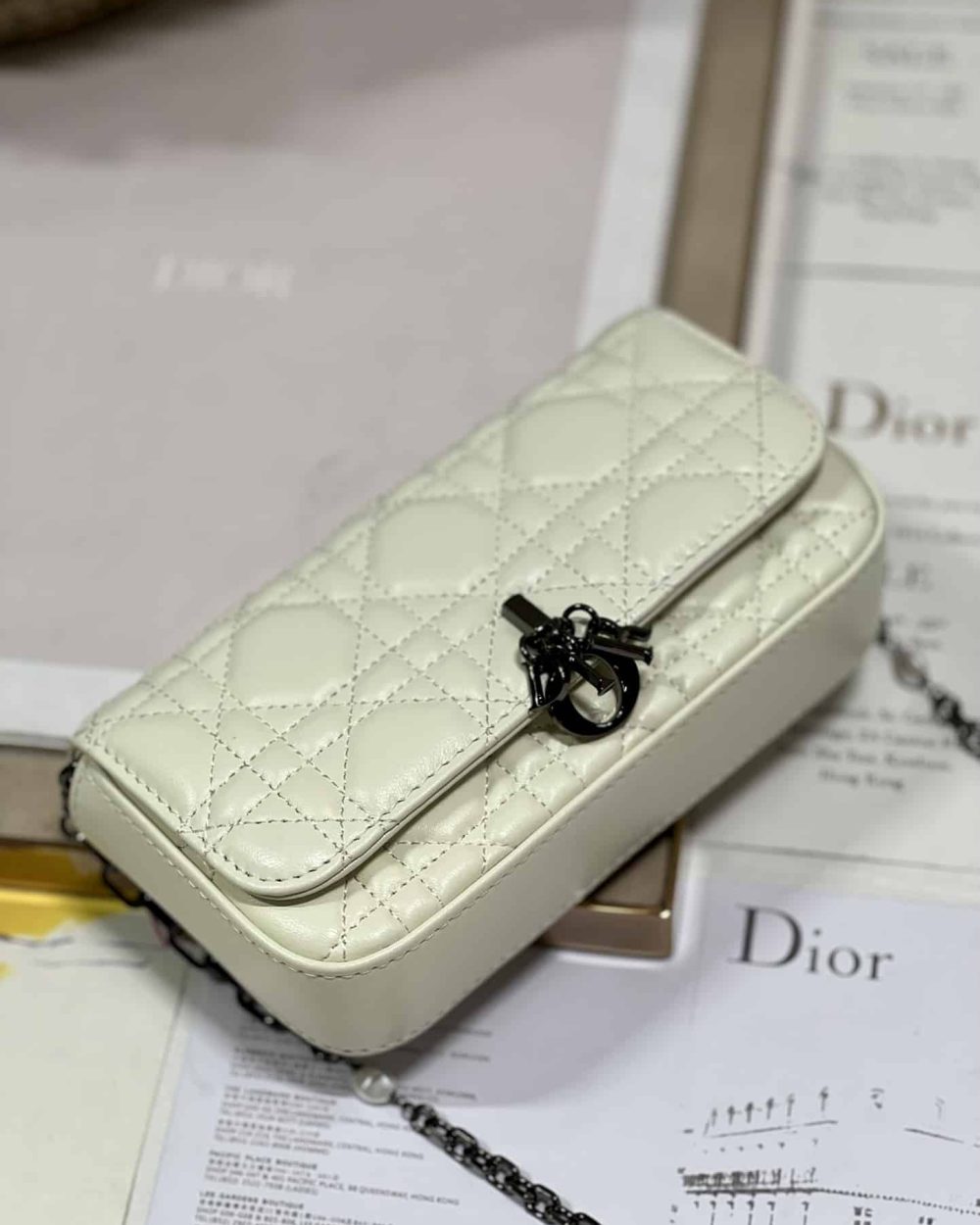 1:1 Replica Mini Miss Dior Bag White/ Black For Women 7 in/ 18.5cm