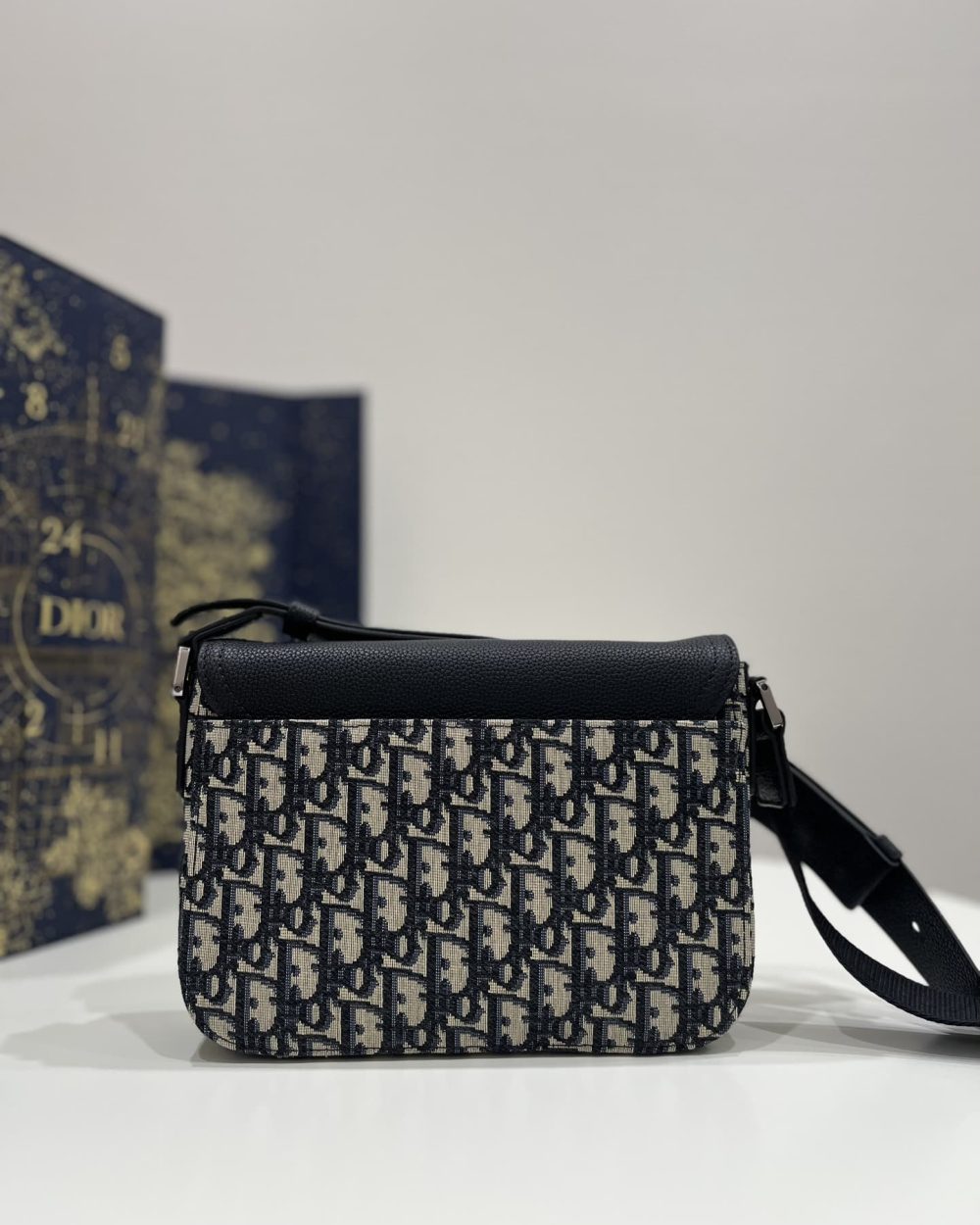 1:1 Replica Mini Saddle Bag With Strap Black For Women 9in/23cm 1ADPO049YKS_H27E