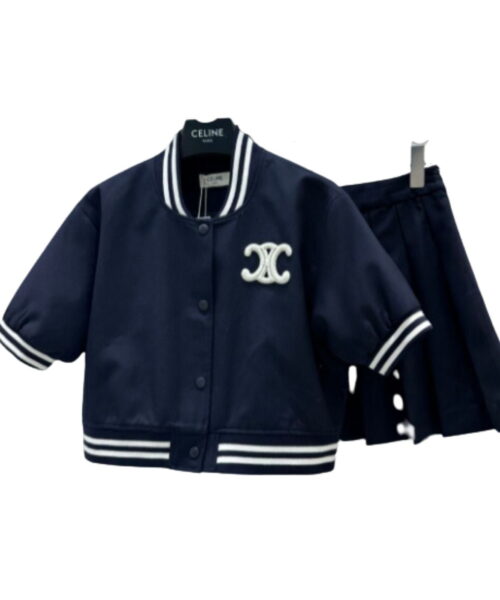 Mini Skirt And Chelsea Teddy Jacket Navy Blue For Women