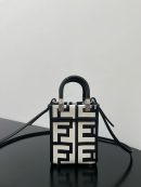 1:1 Replica Mini Sunshine Shopper Two-Tone Mini Bag Black And White For Women 7in/18cm