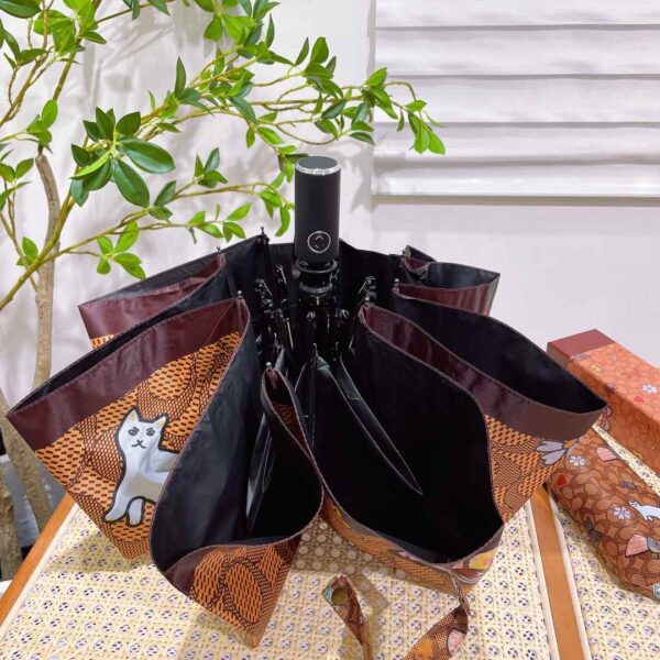 Mini Umbrella In Animal And Floral Print Brown
