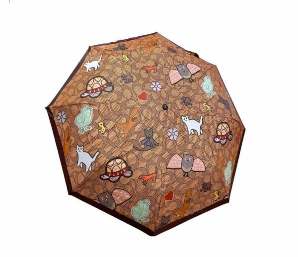 Mini Umbrella In Animal And Floral Print Brown