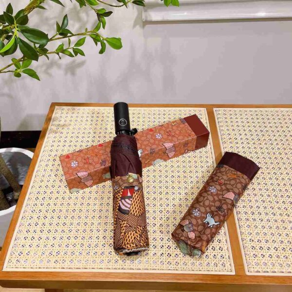 Mini Umbrella In Animal And Floral Print Brown