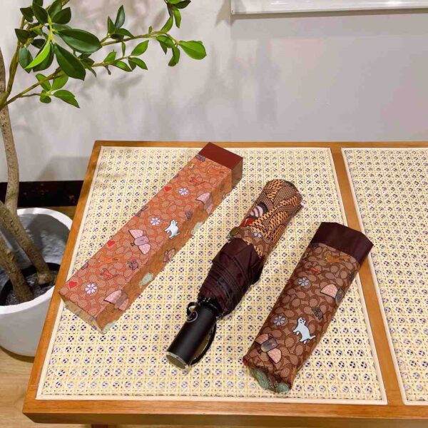 Mini Umbrella In Animal And Floral Print Brown