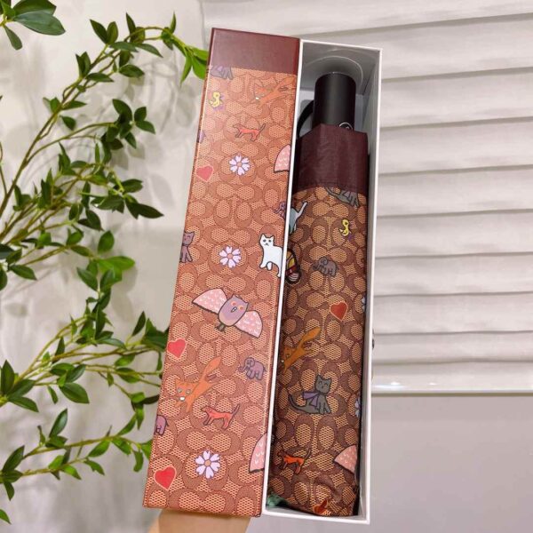 Mini Umbrella In Animal And Floral Print Brown