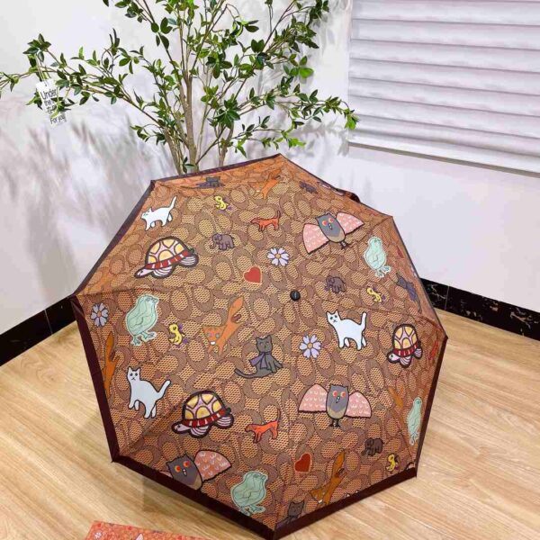 Mini Umbrella In Animal And Floral Print Brown