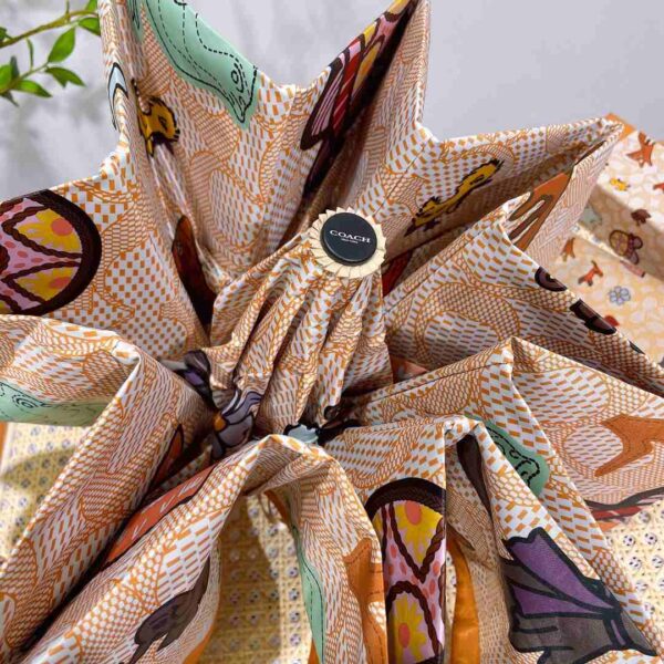 Mini Umbrella In Animal And Floral Print Orange