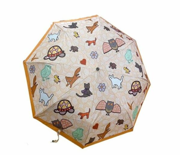 Mini Umbrella In Animal And Floral Print Orange