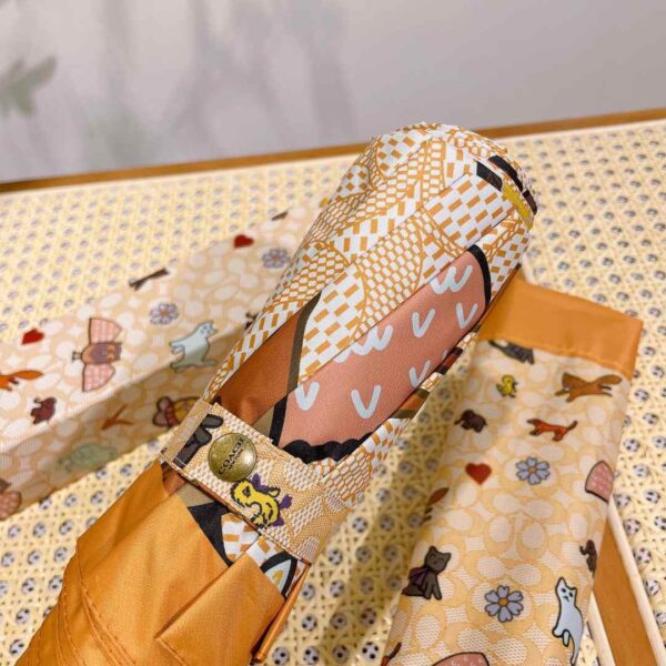 Mini Umbrella In Animal And Floral Print Orange