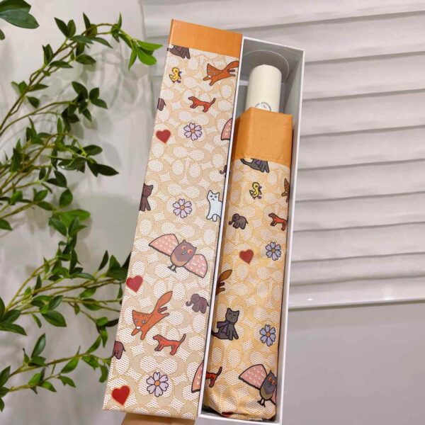 Mini Umbrella In Animal And Floral Print Orange