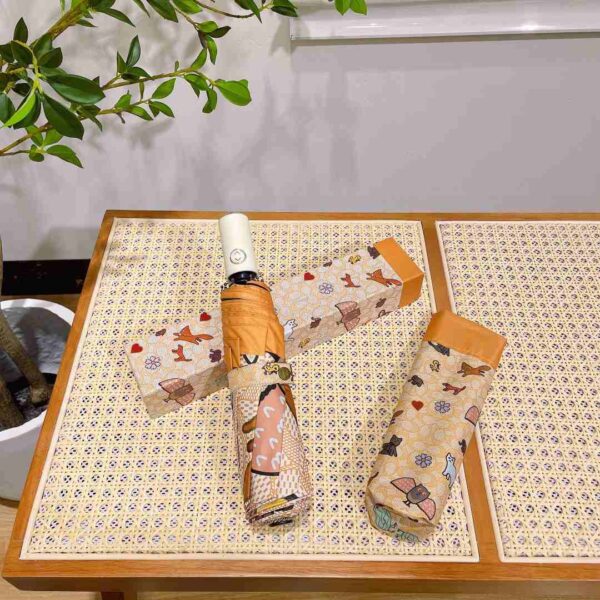 Mini Umbrella In Animal And Floral Print Orange