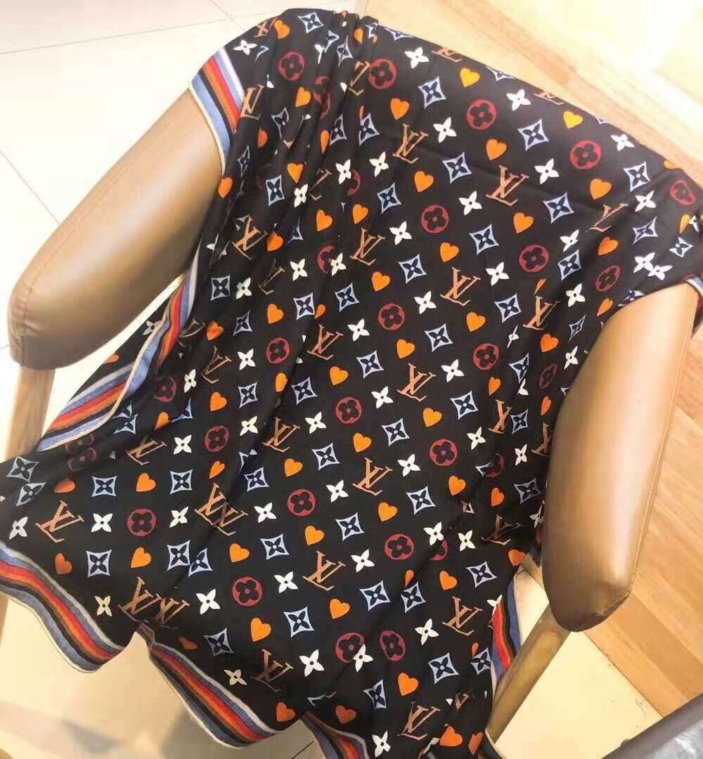 Monogram And Heart Scarf Black For Women