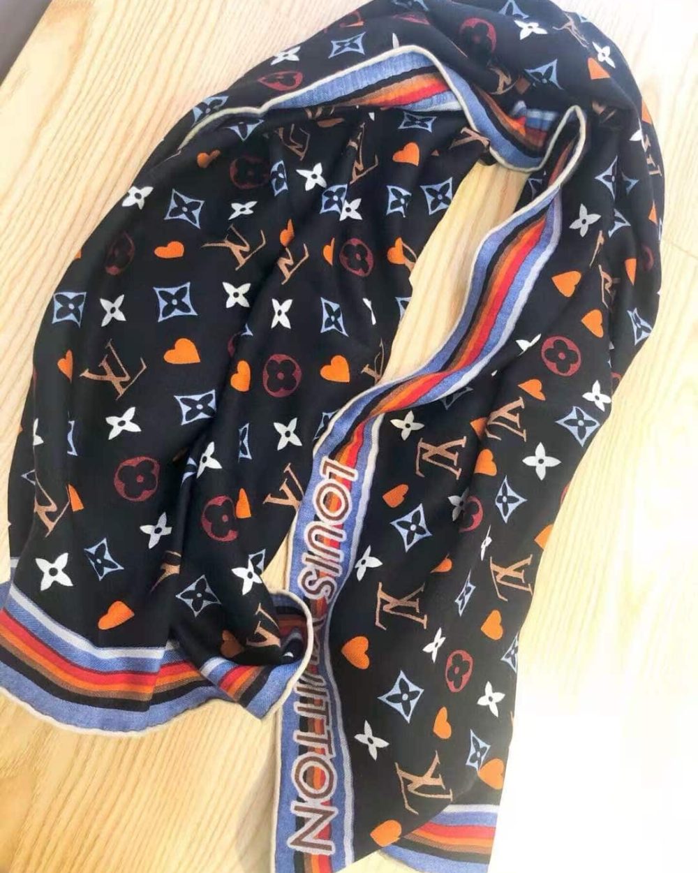 Monogram And Heart Scarf Black For Women