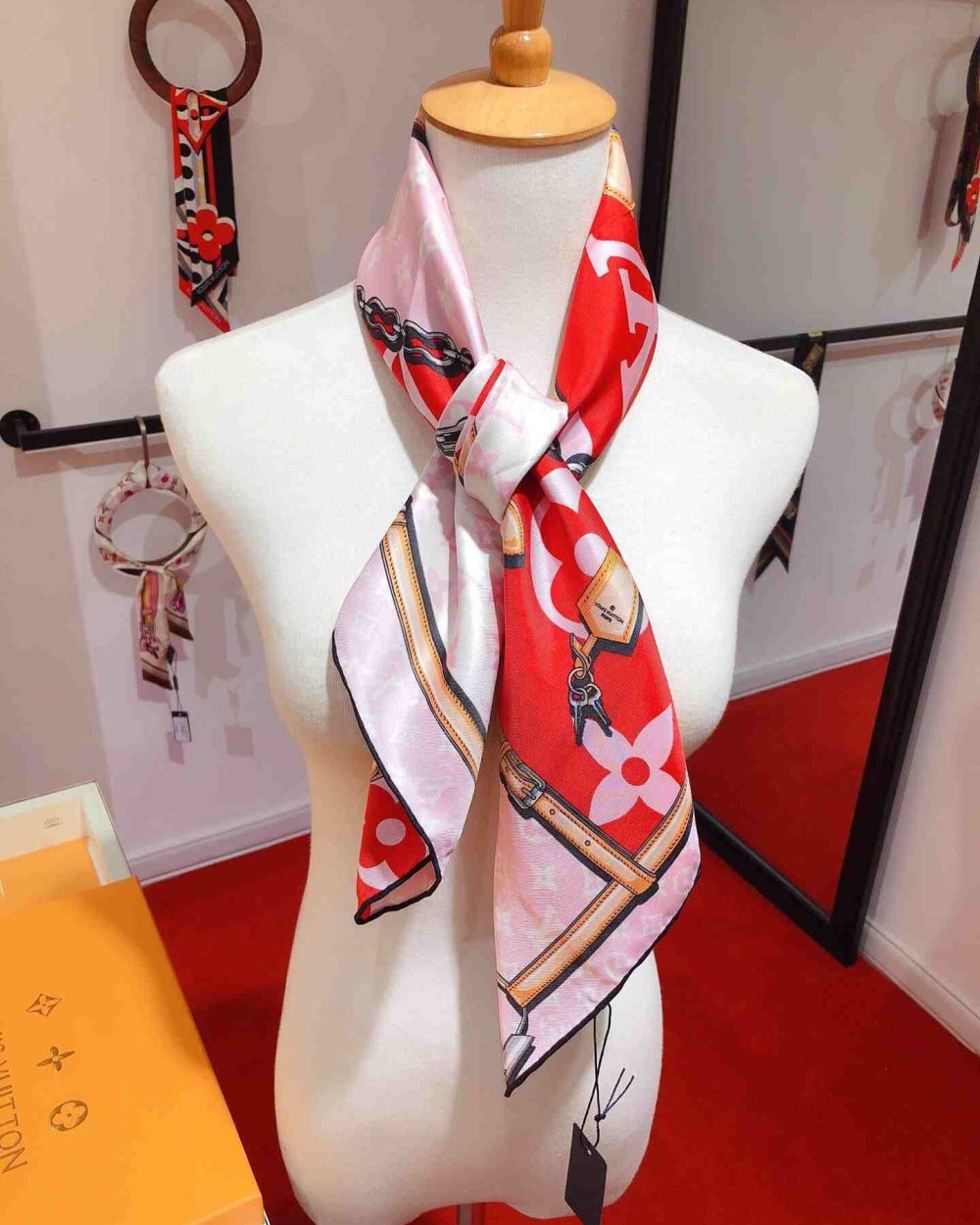 Monogram Confidential Square 90 Red For Women