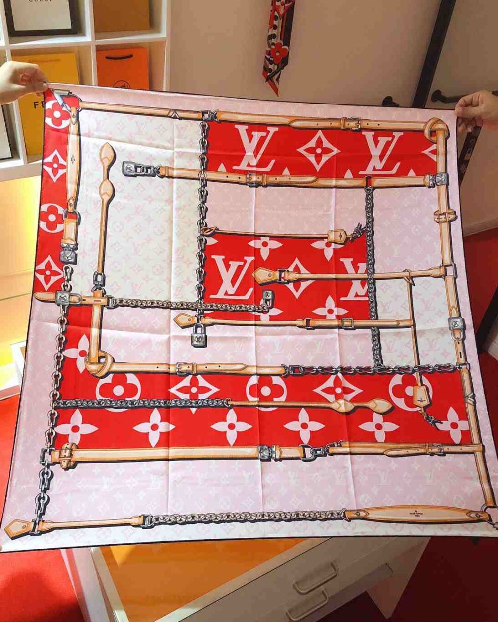 Monogram Confidential Square 90 Red For Women