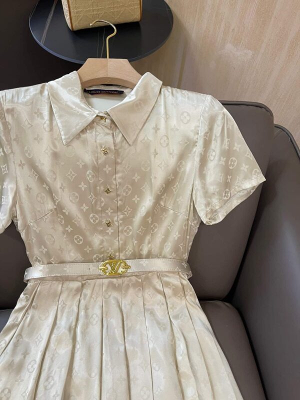 Monogram Dress With Belt White For Women