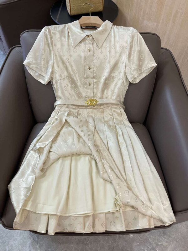 Monogram Dress With Belt White For Women