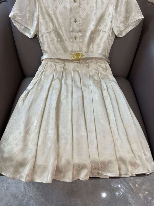 Monogram Dress With Belt White For Women