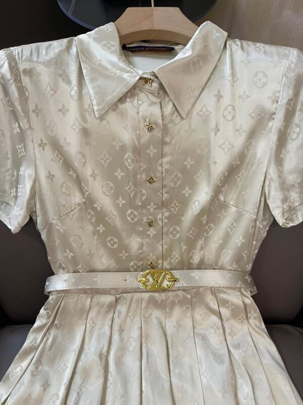 Monogram Dress With Belt White For Women