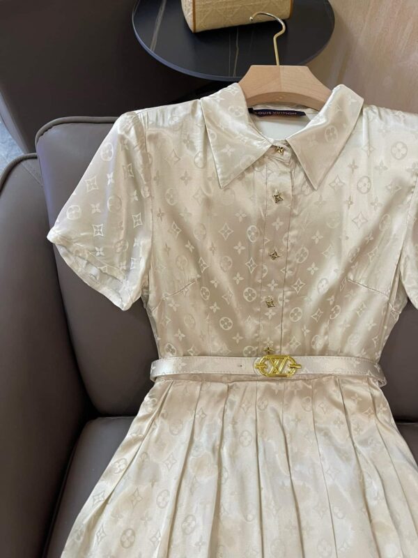 Monogram Dress With Belt White For Women