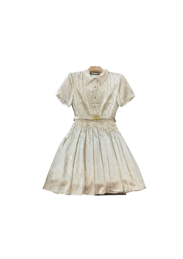 Monogram Dress With Belt White For Women