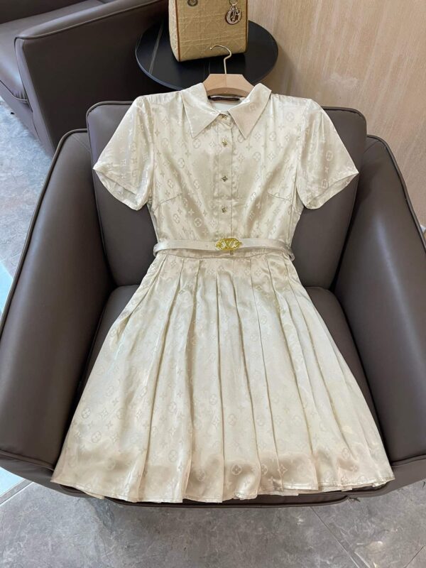 Monogram Dress With Belt White For Women