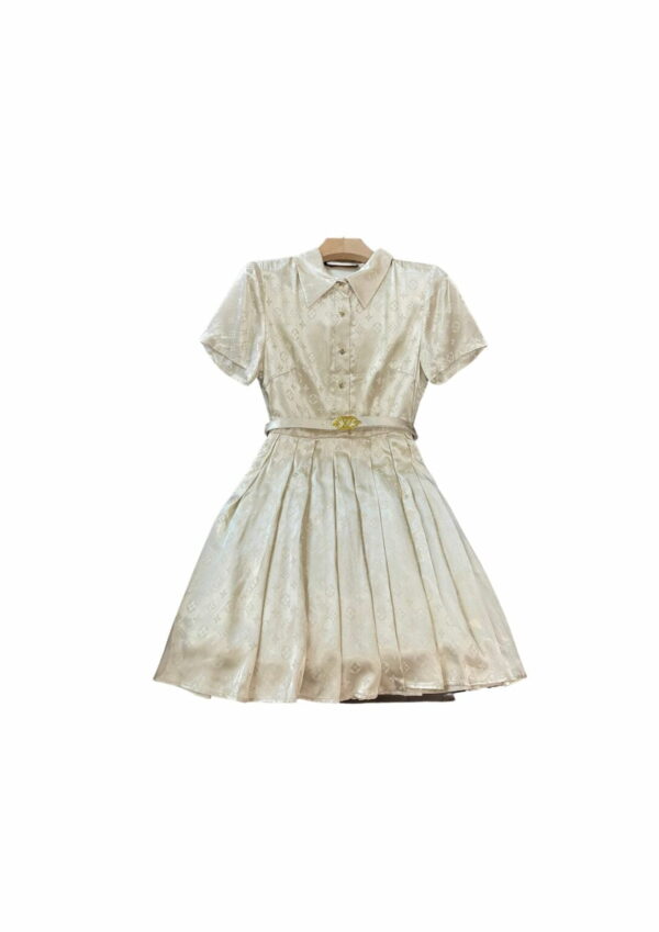 Monogram Dress With Belt White For Women