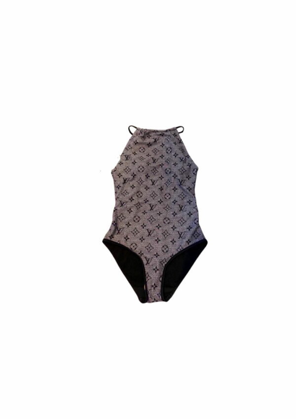 Monogram Flower One-Piece Swimsuit Grey For Women