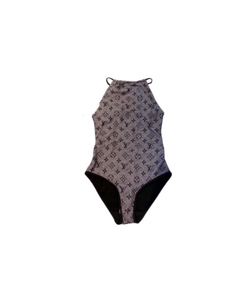 Monogram Flower One-Piece Swimsuit Grey For Women