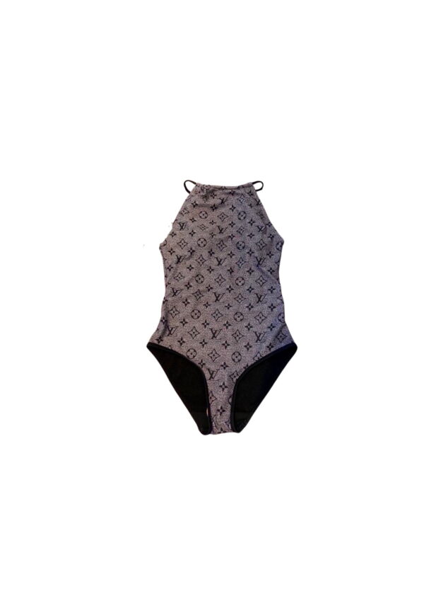 Monogram Flower One-Piece Swimsuit Grey For Women