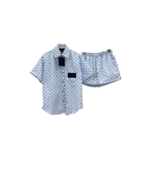Monogram Shirt And Shorts Blue For Women