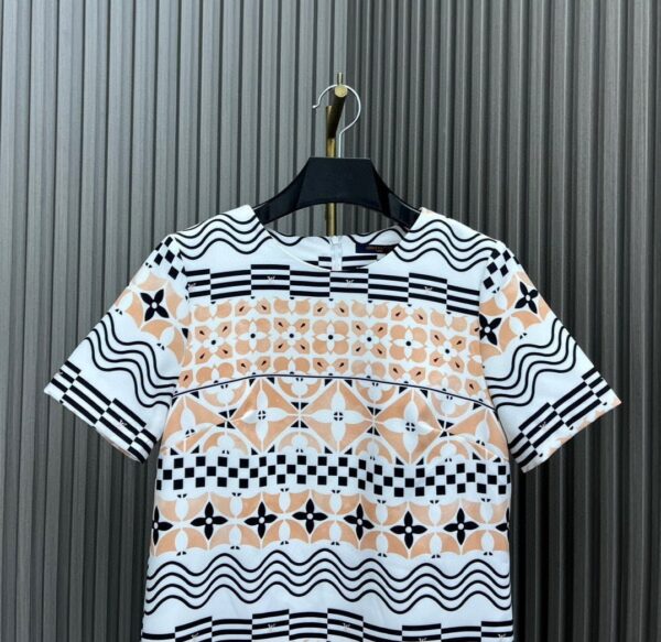 Monogram Tile Print T-Shirt Dress Beige For Women