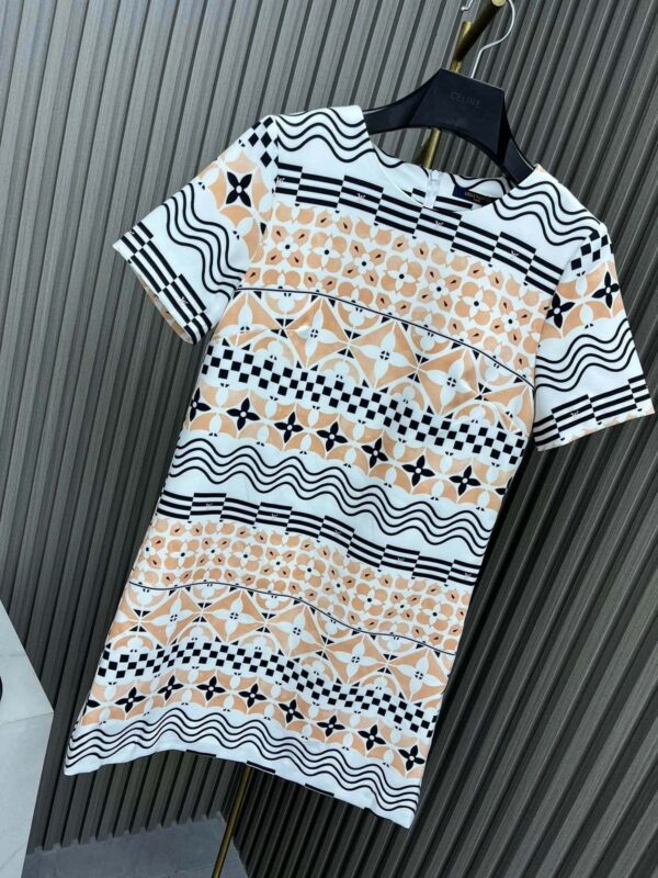 Monogram Tile Print T-Shirt Dress Beige For Women