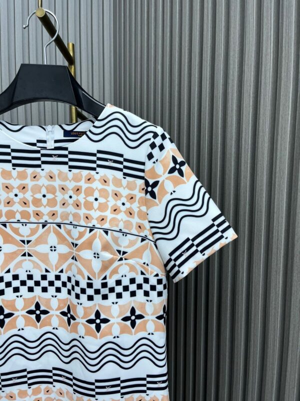 Monogram Tile Print T-Shirt Dress Beige For Women