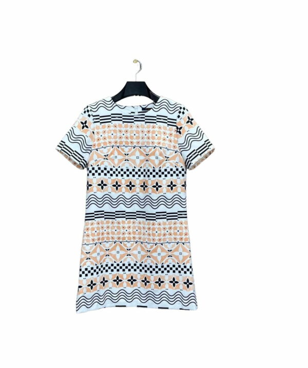 Monogram Tile Print T-Shirt Dress Beige For Women