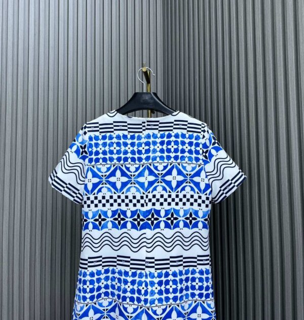 Monogram Tile Print T-Shirt Dress Blue For Women