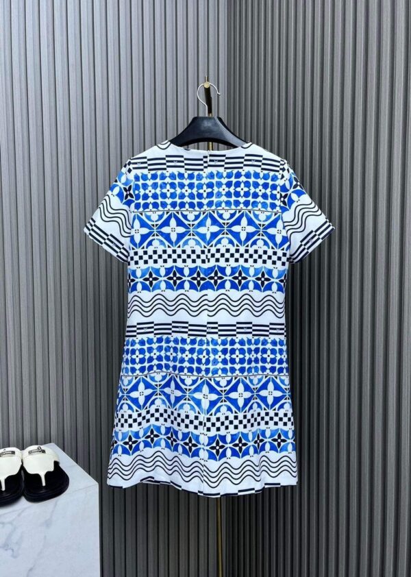 Monogram Tile Print T-Shirt Dress Blue For Women